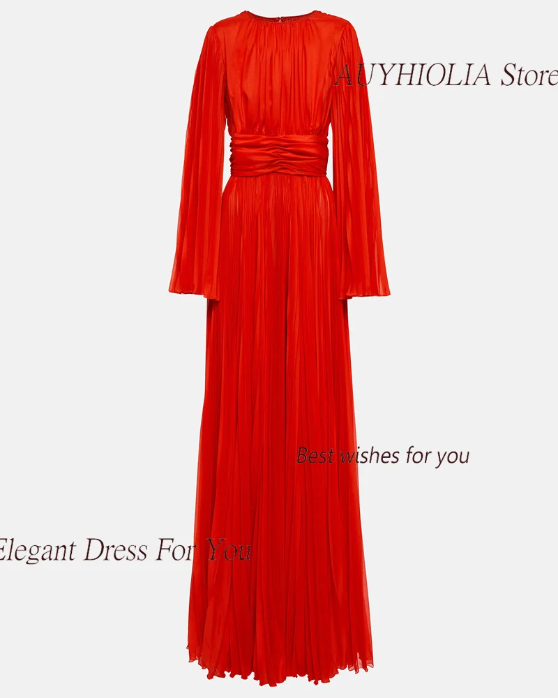 Chiffon O-Neck Evening Dresses For Sexy Women 2024 정장원피스 Vestidos de festa Elegant Pleated Formal Cocktail Long Party Gowns