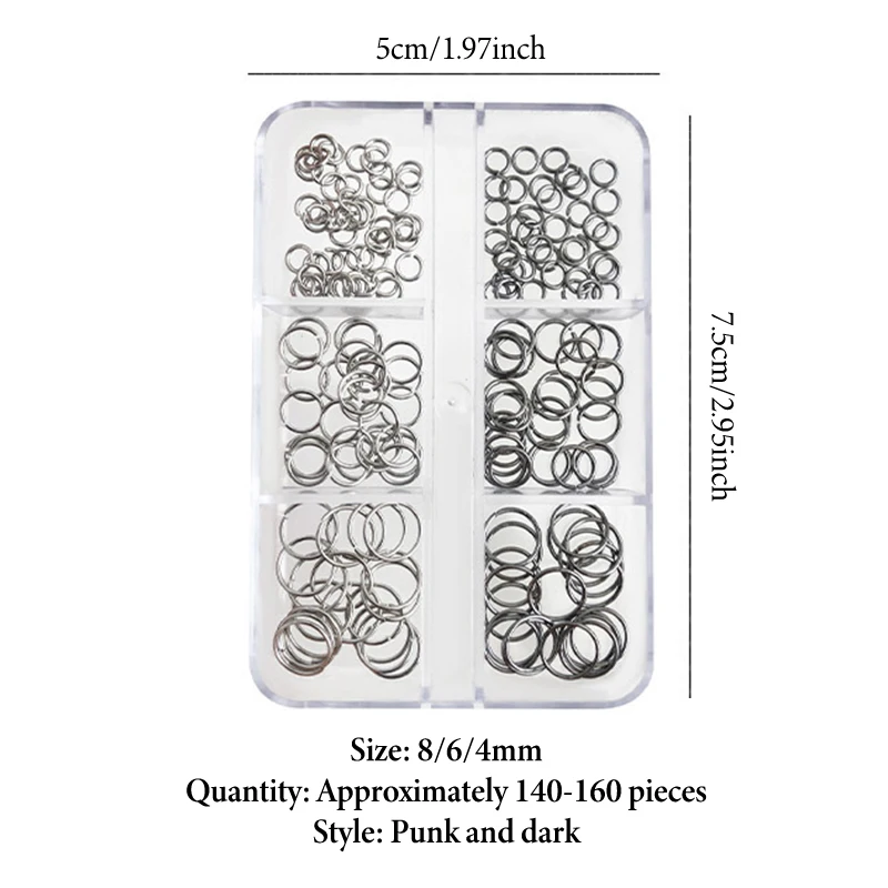 6 شبكات مزيج فاسق ثقب دائرة مستديرة مثقوبة حلقة سبائك سوداء مسمار الراين زينة مانيكير سحر
