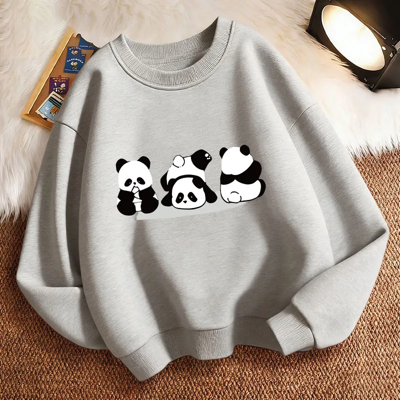 Kawaii Panda Children's Sweatshirt Pullover Funny Animal Crew Neck Graphic Print Hoodie Boy/Girl Kids Hoody