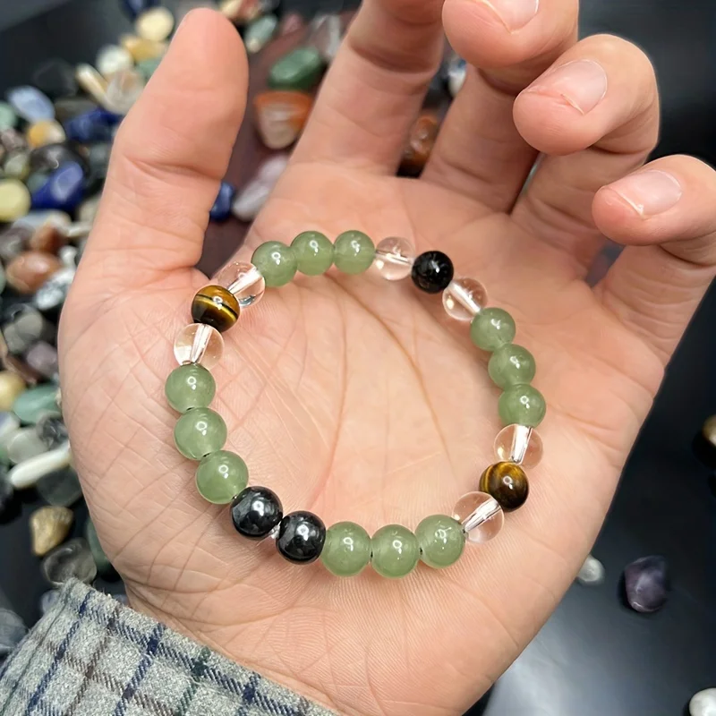 1pc/rich beaded stone bracelet citrine, green aventurine, tiger eye stone, Hematite healing jewelry