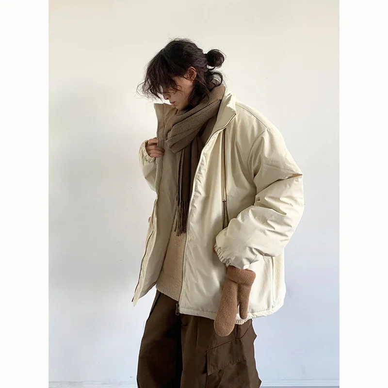 Winter Cargo Set Men Women Loose Thickened Warm Zip-up Parka+Multi-pocket Wide-leg Baggy Casual Pant Street Vintage Unisex Suit