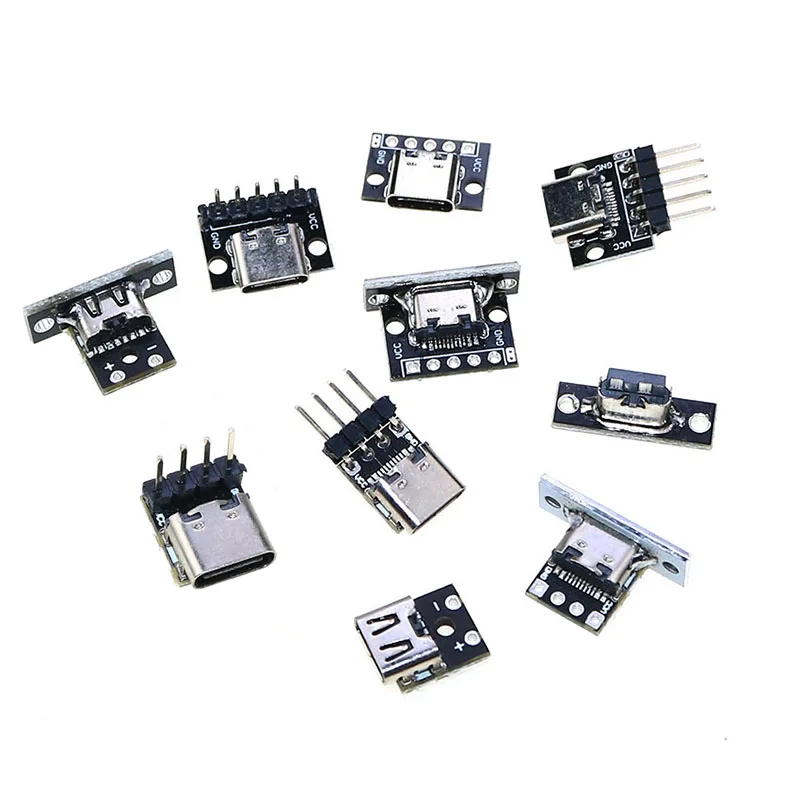 1PCS TYPE-C Vertical Double-sided Forward And Reverse USB 3.1 Female Head Test Board With PCB Board Female Seat Connector Pins
