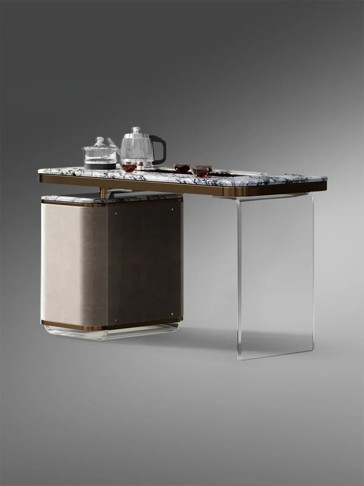 Light Luxury High Sense Tea Table Natural Marble Multi-Functional Integrated Luxury Stone Acrylic Suspension Tea Table