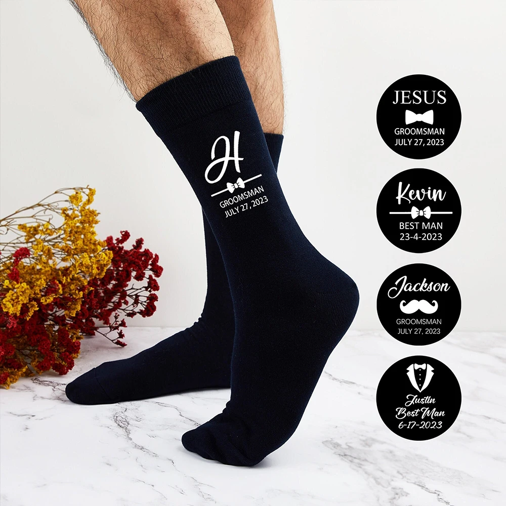 Personalized Custom Men's Long Socks Men's Deodorant Socks Fall Winter Long Tube Cotton Socks Wedding Party Gifts