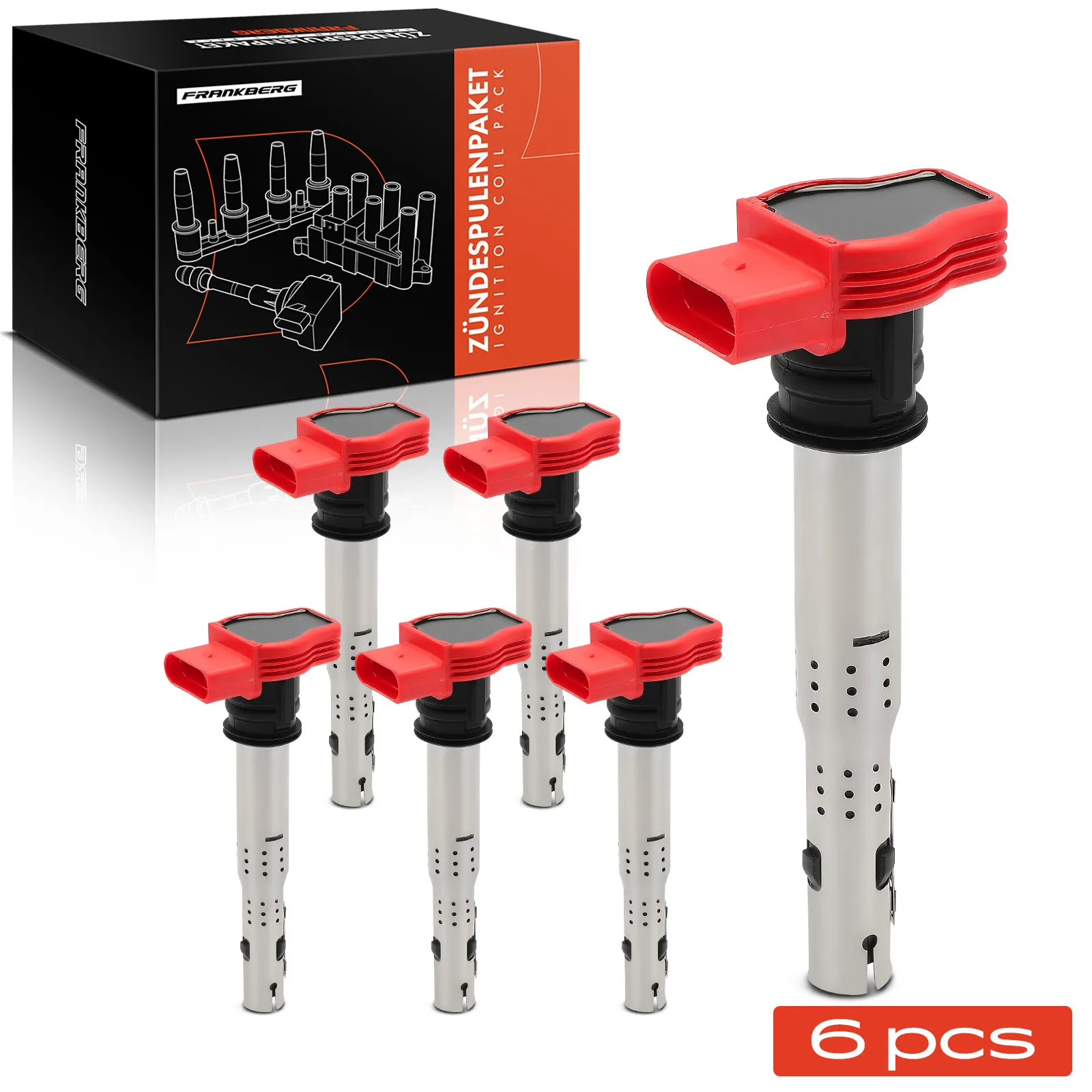 Frankberg 6x ontstekingsmodule ontstekingspoel voor VW Touareg Audi A4 Avant Cabriolet A5 Sportback A6 Allroad A7 A8 Q5 Q7 R8 Spyder APM5290A