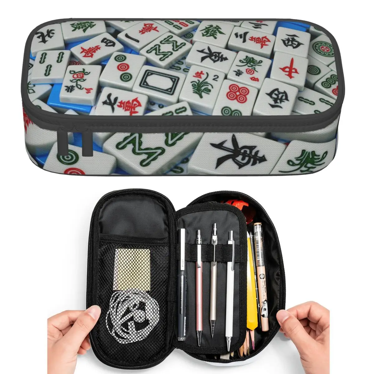 

Mahjong Tile Pattern Pencil Cases for Students Pen Box Pencil Bag Large Storage Pencil Pouch Pen Holder