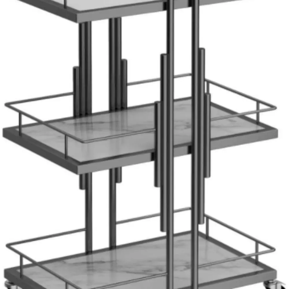 

3-Shelf Rolling Makeup Trolley for Salon, Hairdresser, and Tattoo Studio - Black
