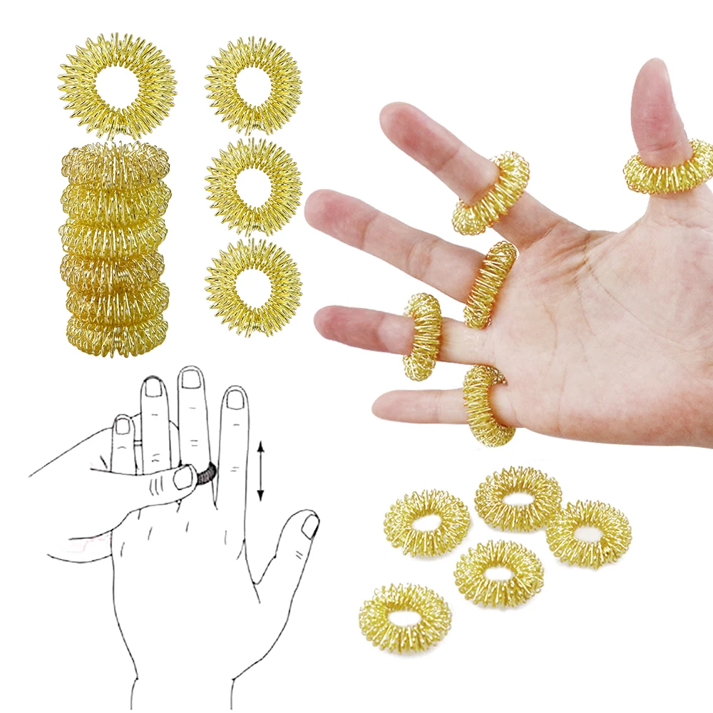 50/100Pcs Popular Finger Massage Ring Portable Gentle Point Acupressure Rings Body Hand Massage Tool Hand Stress Relief Relaxing