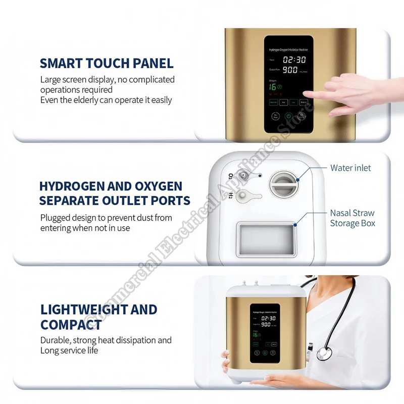 Hydrogen Inhalation Machine Hydrogen Water Generator SPE/PEM Technology Portable Breathing System Machine Hydrogen Inhaler