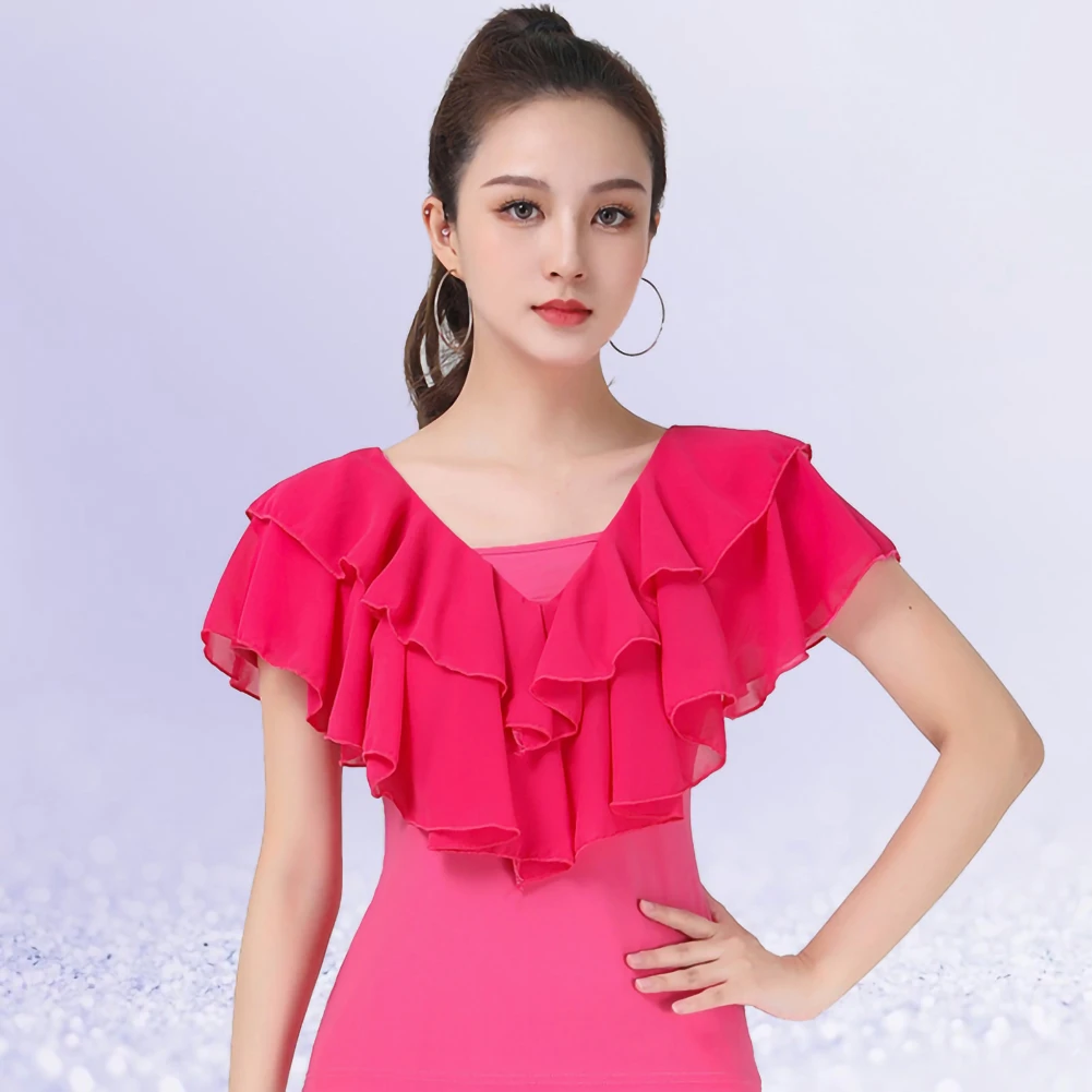 Mesh Patchwork Ballroom Standard Dance Skirt Latin Girl Rhinestone Korean Style Clothing Women's Classical Ruffled Ice Silk Top