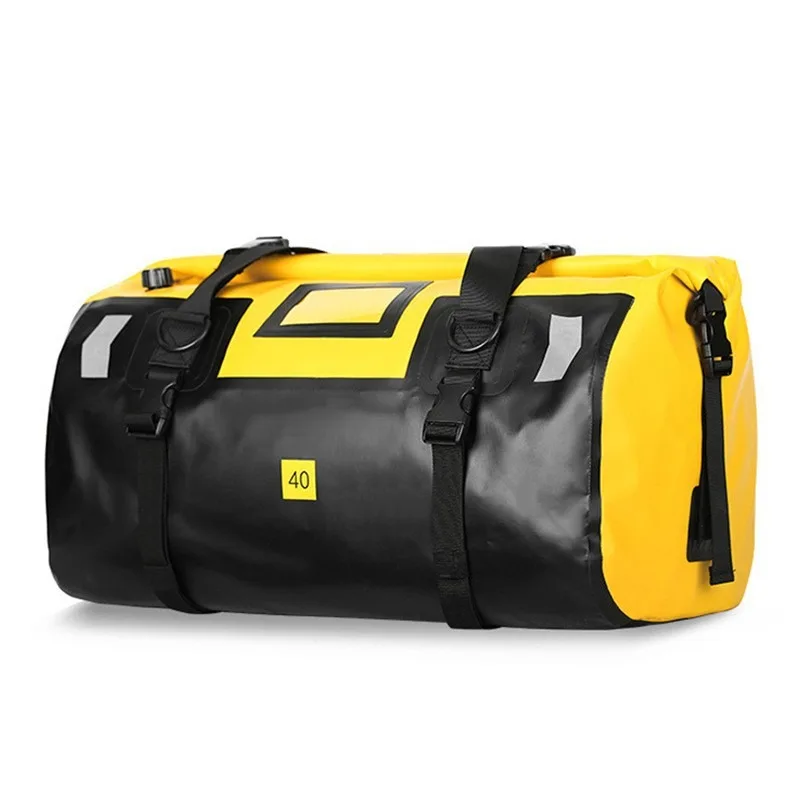 Roll‑Top Motorcycle Dry Duffel Bag, 40L/66L Waterproof PVC Luggage, Reflective Motorbike Rear Rack Storage Bag for Road Trip - view 4
