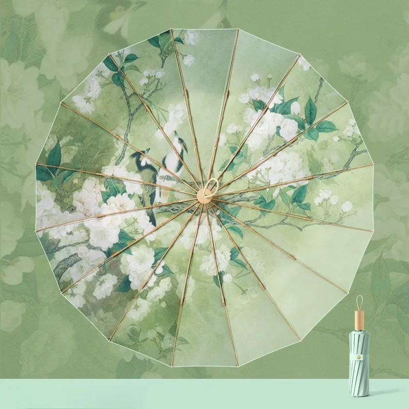 Creative 16 Ribs 3-Fold Manual Umbrella Color Glue Sunshade UV Protection Sunny Rainy Umbrella In Stock Ladies Parasol
