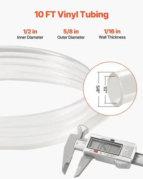 투명 비닐 튜브 1/2' ID x 5/8' OD 10FT 플라스틱 PVC 튜브 유연한 호스