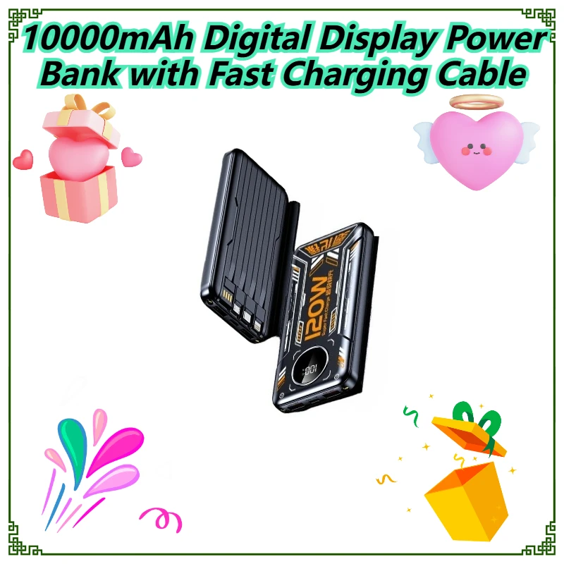 

10000mAh Digital Display Power Bank with Fast Charging Cable
