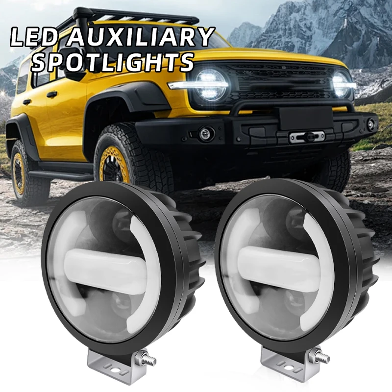 Motorcycle Led Spotlights 12V For Motorbike Off-road 4X4 ATV Front Auxiliary Headlights White DRL Flood Led Driving Fog Lights