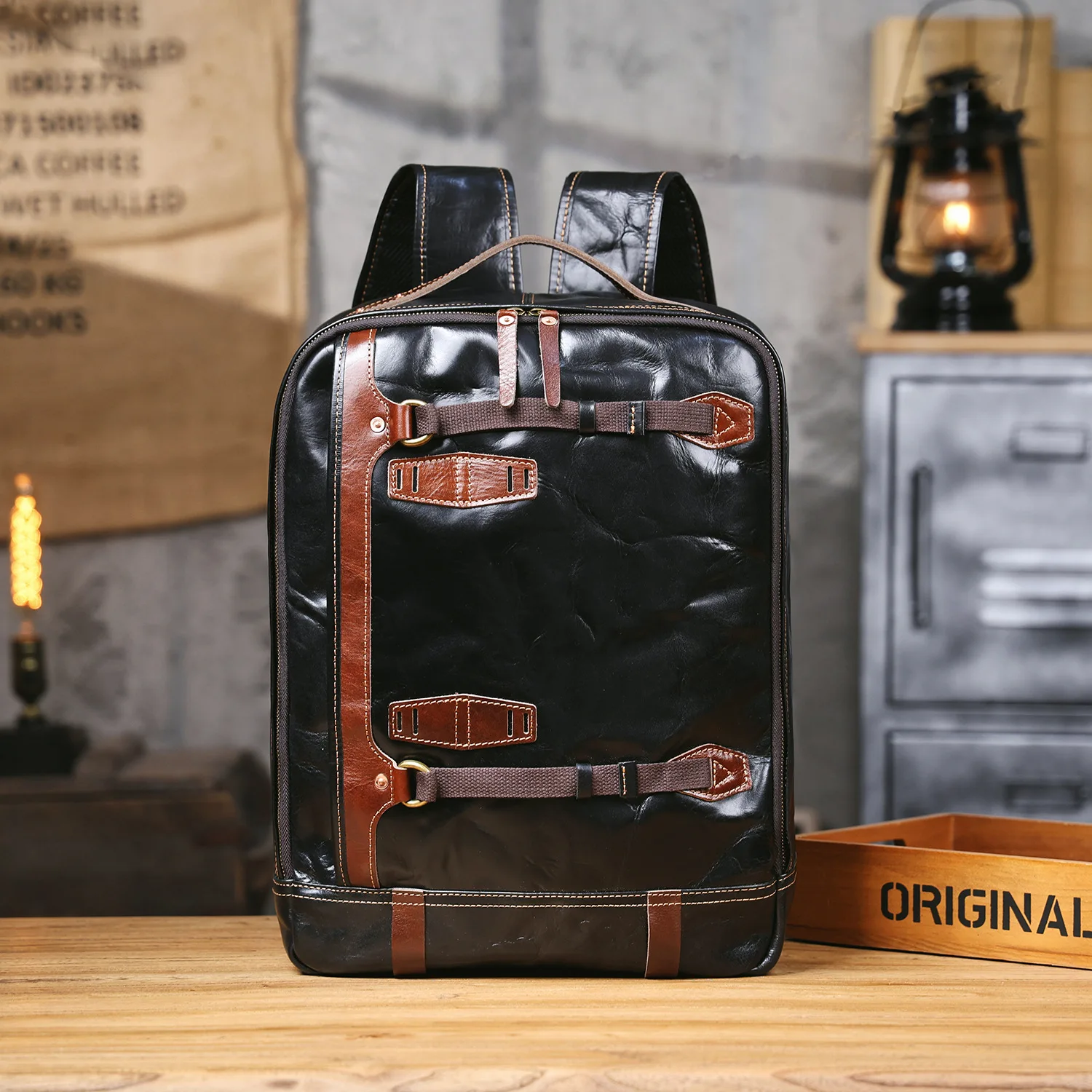 

PNDME casual luxury vegetable tanned cowhide men's women's large-capacity backpack outdoor travel genuine leather laptop bookbag