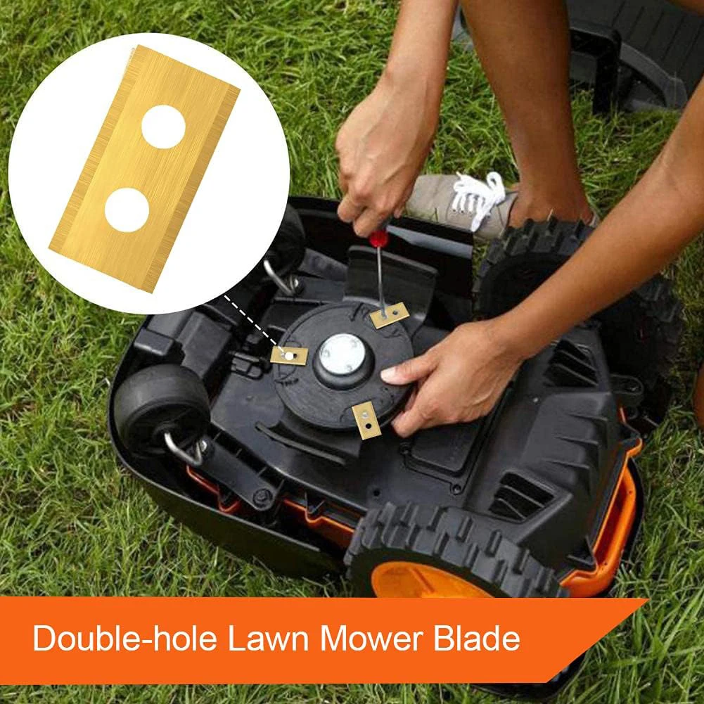 30Pcs Lawn Mower Blade Double Hole Automatic Moving Machine Blade Titanium Plating for Worx Landoid Lanmower WG754E WG791E