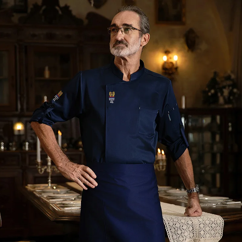 Chef Work Clothes Long Sleeve Autumn Winter Restaurant Kitchen Western Cuisine Kitchen Catering Canteen Baking Cake Bread Clothi