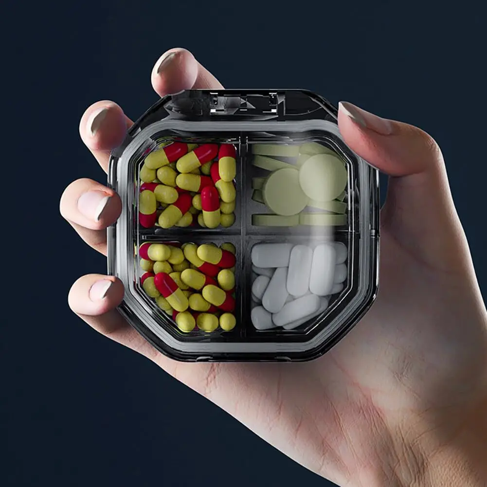 Pillen-Organizer, tragbare Reise-Aufbewahrungsbox, Mini-Vitamin-Pillenetui, Behälter für Geldbörse und Tasche, winziger, klarer Medikamentenhalter – Detail 5