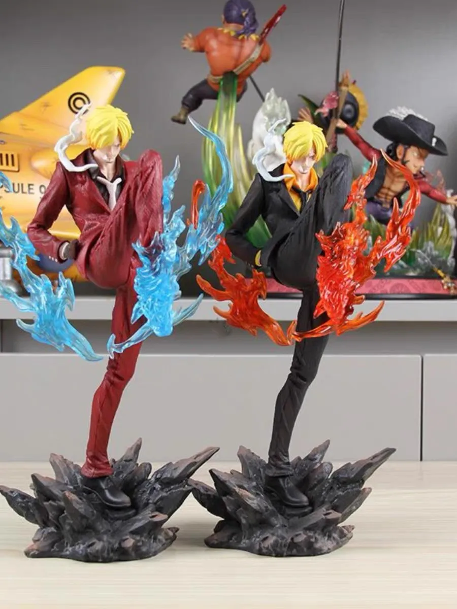 28cm Smoking Sanji Figure One Piece Suit Figure Pop Vinsmoke Devil Foot Collection Toy Statue Two-color Pvc Birthday Gift