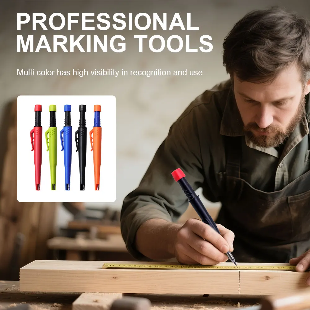 5Pcs Solid Carpenter Pencils, Refill Deep Hole Marking And Drawing With 2.8mm Reliable And Durable Lead For Carpenters Engineer image 5