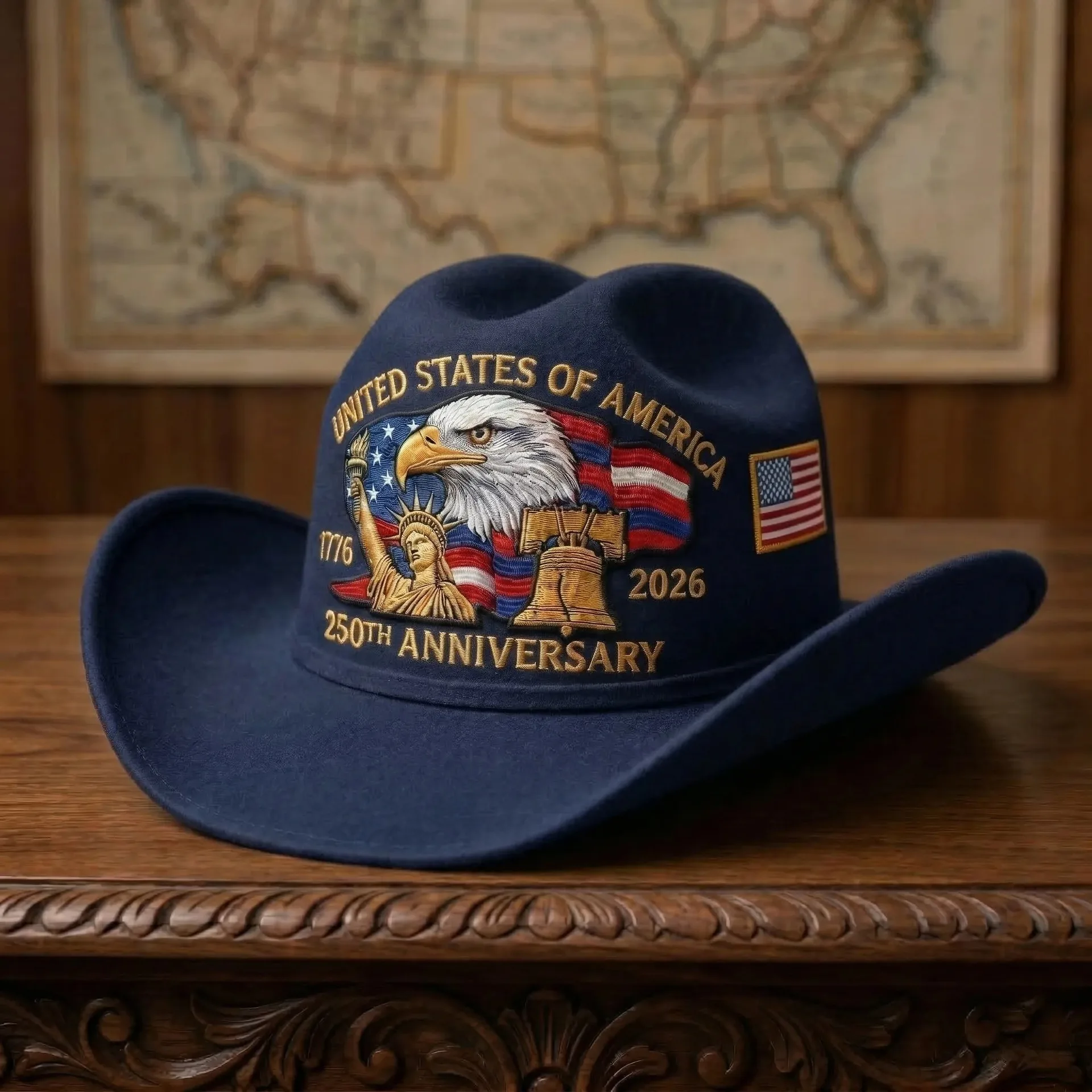 Sombrero Vaquero Patriótico del 250 Aniversario para Mujeres, Hombres y Niños, Sombrero Jazz de Ala Ancha Estilo Vintage Occidental para Celebraciones