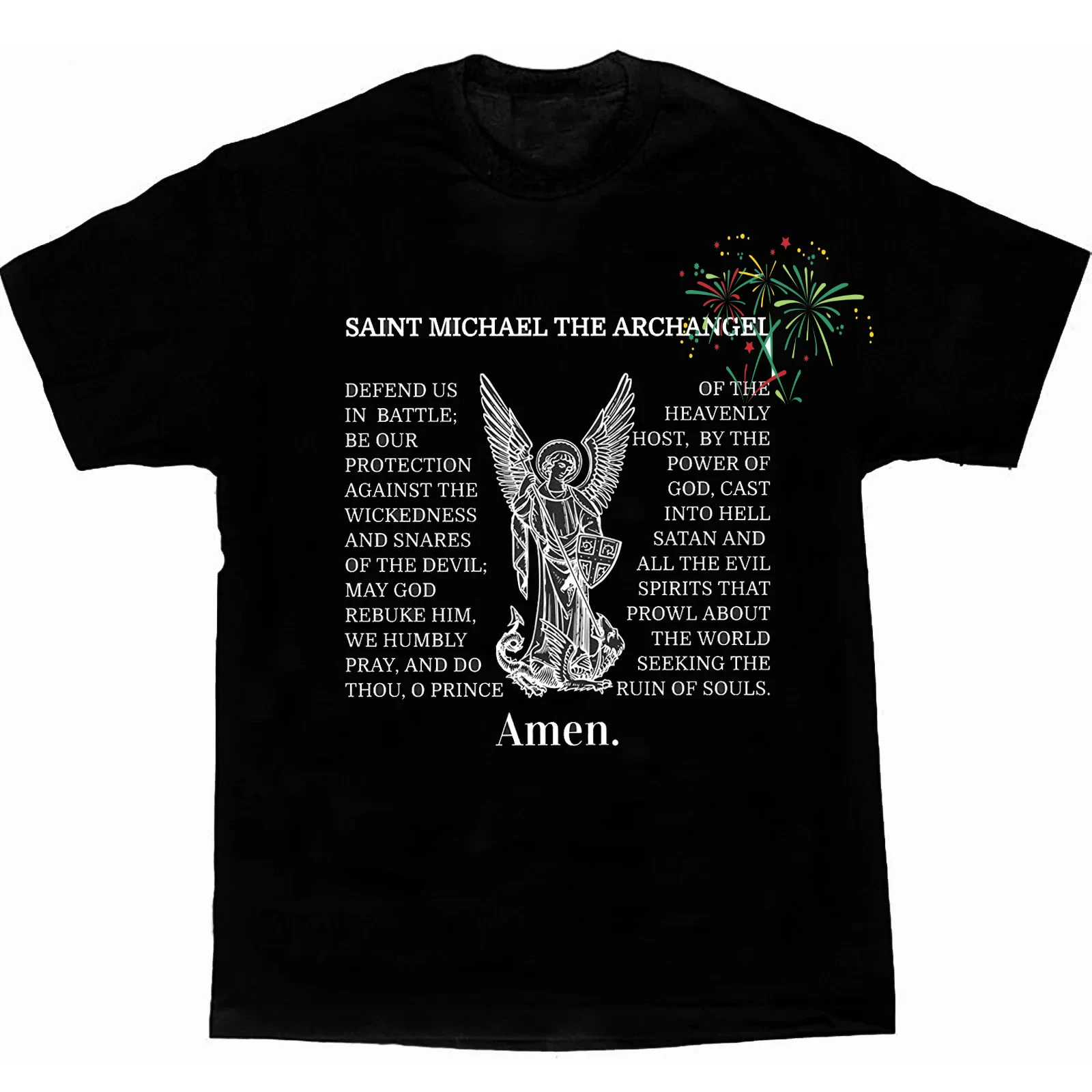 St Michael The Archangel Christian Catholic Prayer T-Shirt. Premium Cotton Short Sleeve O-Neck Mens T Shirt New S-3XL