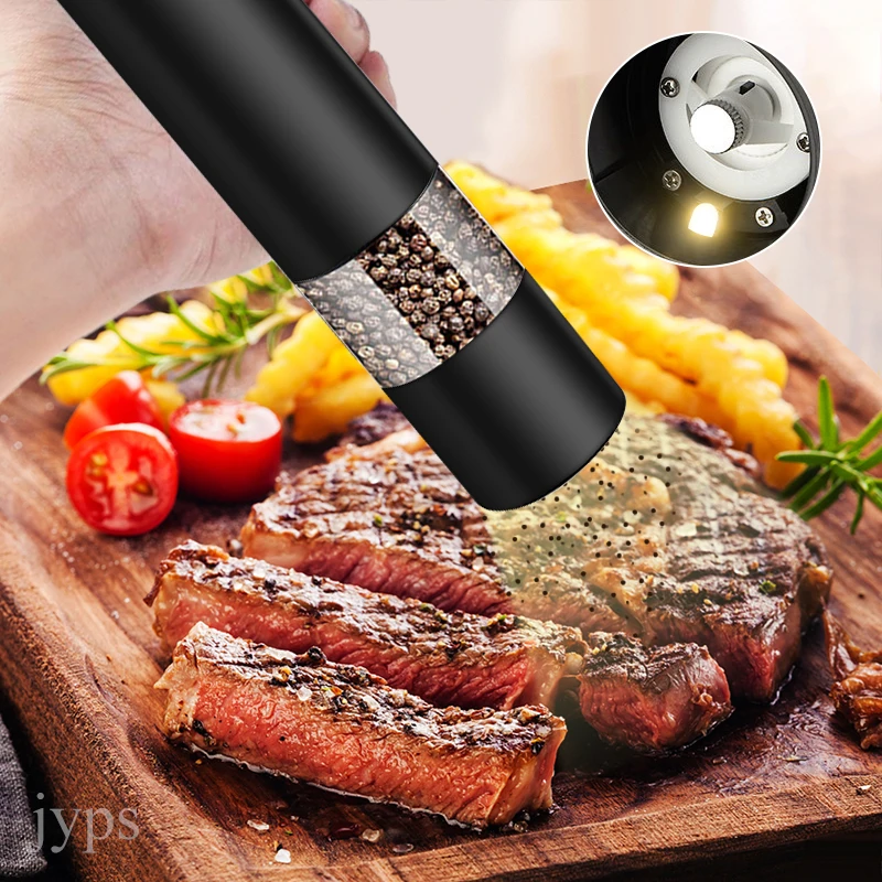 Automatic Salt Pepper Grinder Electric Spice Mill Grinder Seasoning Adjustable Coarseness Kitchen Tools Grinding For Cooking BBQ