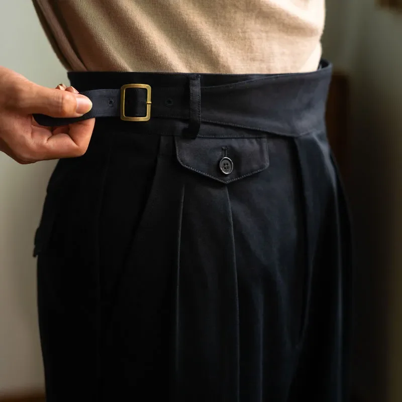 Pantalones Gurkha Vintage para hombre, Pantalones rectos informales de cintura alta de estilo británico, moda de primavera y otoño, pantalones holgados hasta el tobillo de Nápoles