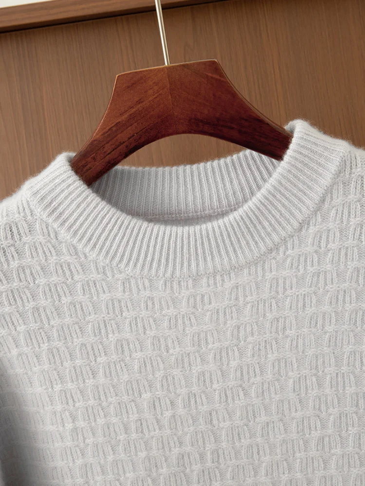 Autumn Winter Staple Men's Pure Cashmere Pullover Sweater O-neck Cable Knit Soild Basic Versatile Long Sleeve Tops Smart Casual