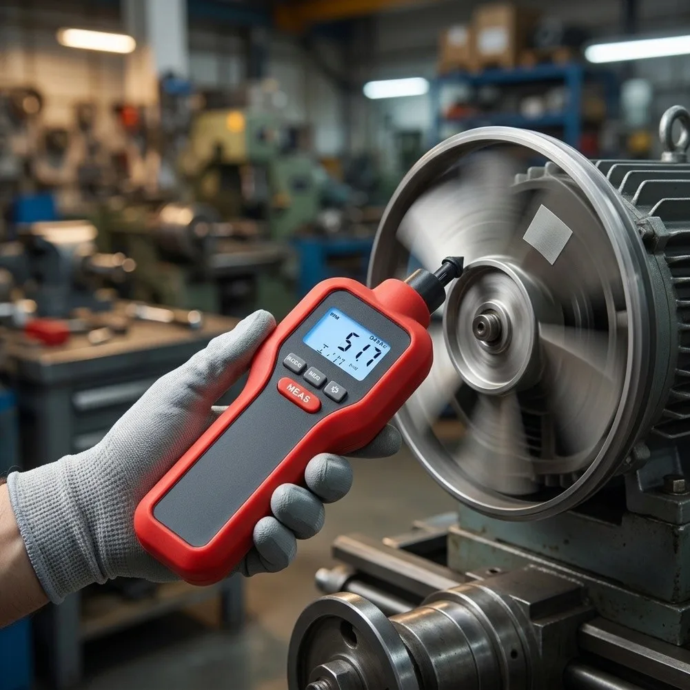 HT-522 Tachometer Designed for Motor Testing Fan Analysis and Industrial Maintenance with Backlit LCD and Fast 0. Sampling