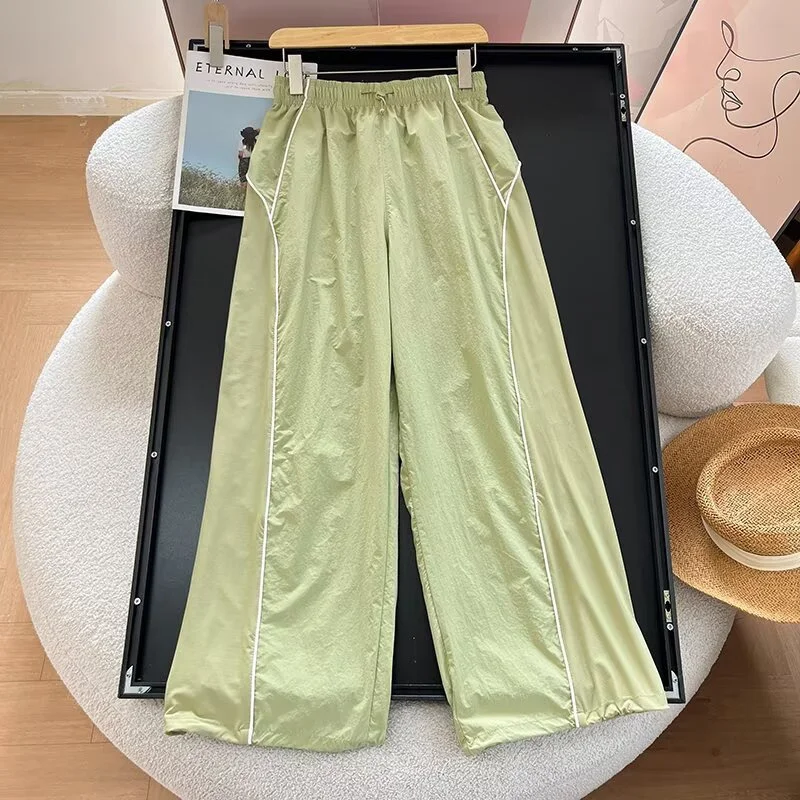 Sunproof Trousers Women's Summer Cargo Pants Windproof Straight Pants Outdoor Sports Quick-drying Wild Wide-leg Pants Slacks