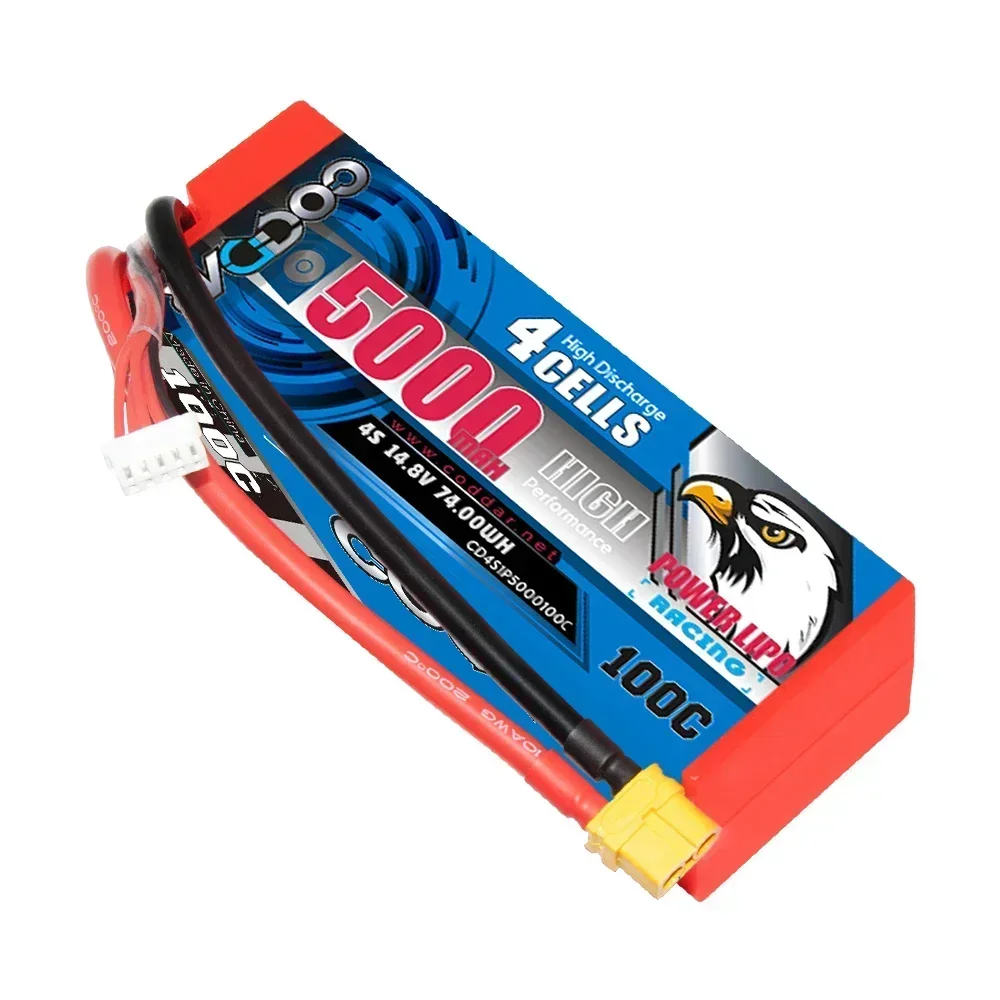CODDAR 14.8V 4S LiPo แบตเตอรี่ 100C 5000mAh สําหรับ RC รถบรรทุกรถถัง Buggy Truggy Racing เรือรุ่น HardCase พร้อม XT60 XT90