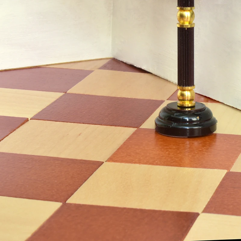 

48Pcs 1:12 Miniature Dollhouse Adhesive Grain Floor Wallpaper Tiles Sticker DIY Bathroom Living Room Decor Materials Accessories