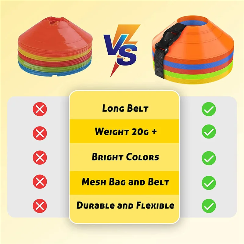 NALFI-50개 축구 콘, 어린이용, 스트랩 휴대 가방이 포함된 필드 마커, 축구 농구 스케이팅용