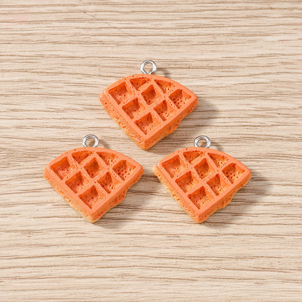 Tusember 10 Stück Niedliche Waffel-Croissant-Anhänger aus Harz, Keks-Anhänger für DIY-Schmuck, Schlüsselanhänger, Armbänder und Bastelzubehör – Detail 8
