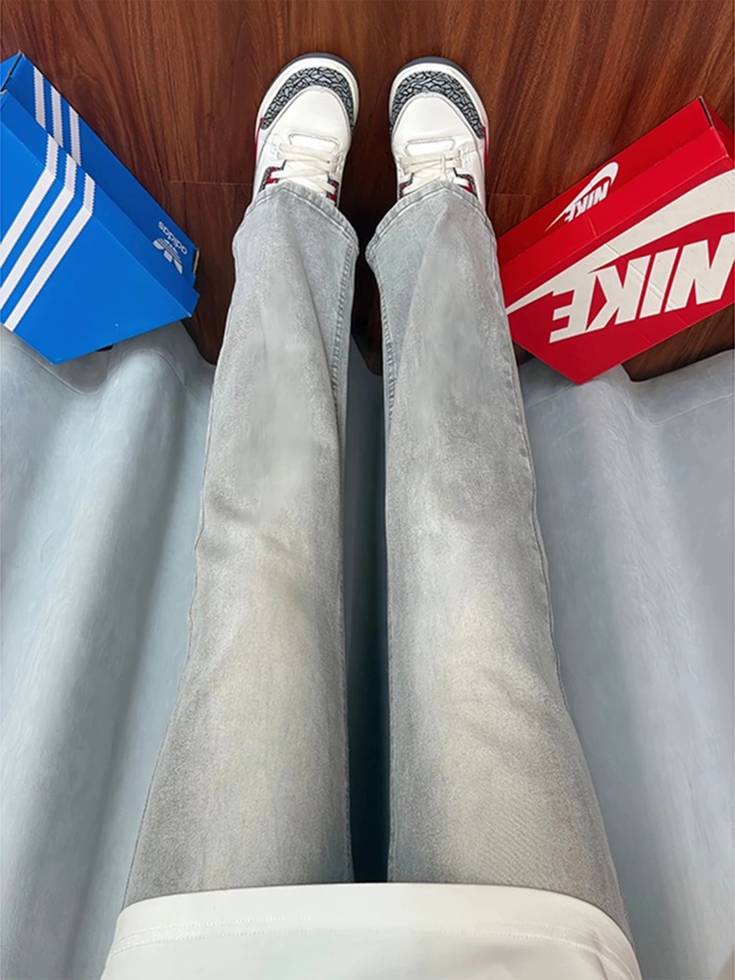 

Cement Color Men's Jeans High Street Vibe Straight Leg Lengthening Cleanfit Autumn Faion Youth Casual Comfortable Fit