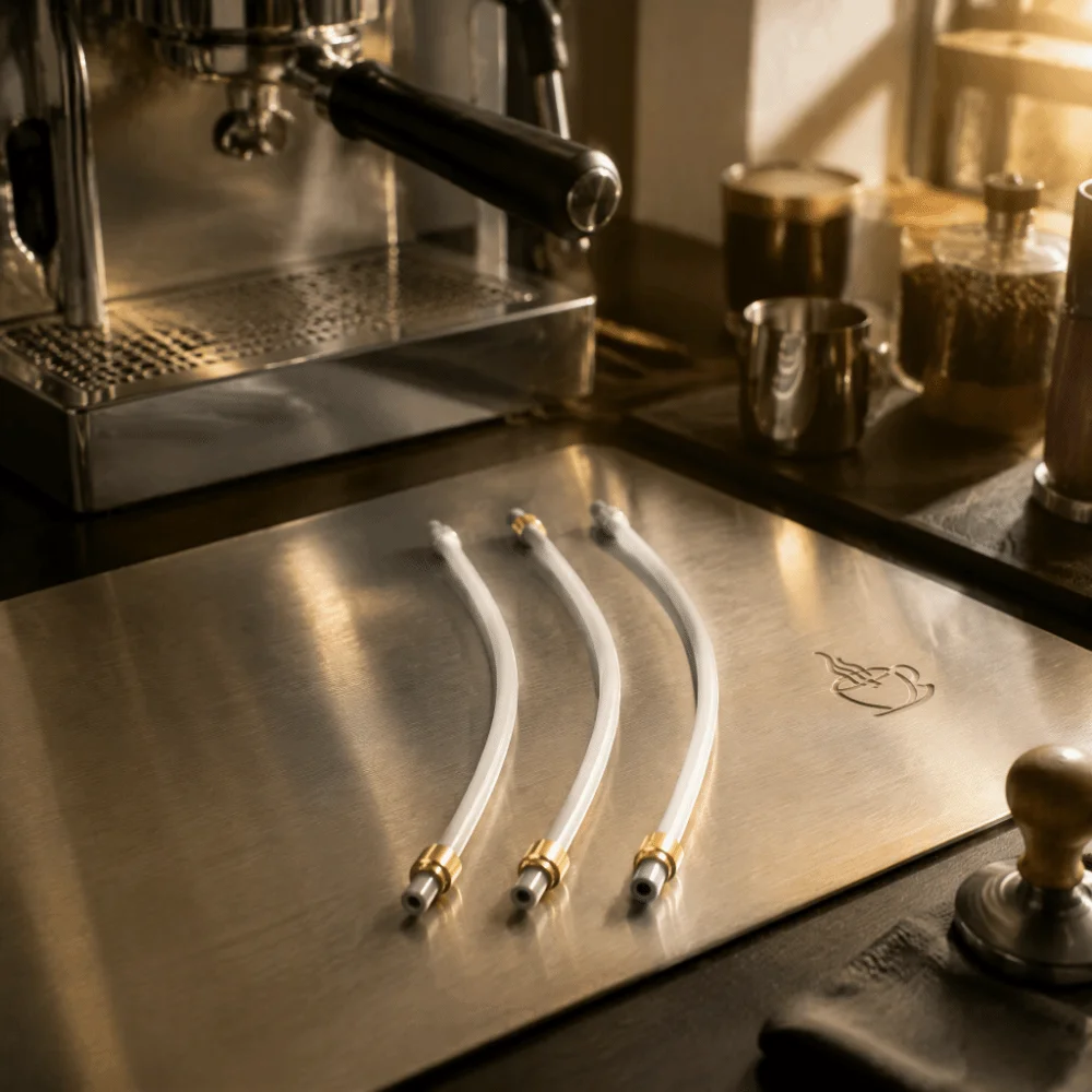 3 Pack 4mm OD Coffee Machine Milk Tube PTFE Material High Temp Flexible PTFE Food Grade Hose Food Grade Stainless Steel Fitting