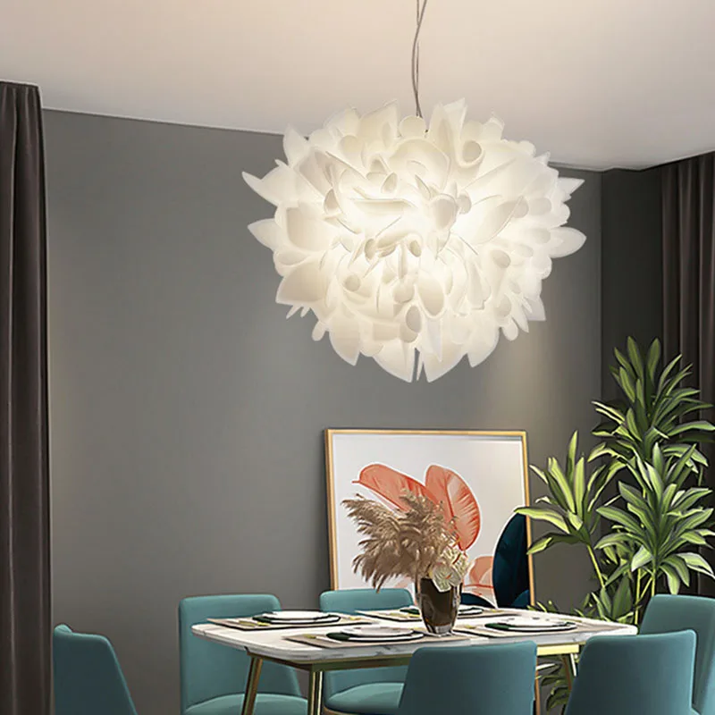 Imagem -04 - Acrílico Branco Led Flor Lustre Quarto Jantar Luminárias E27 Lâmpada Moderna Foyer Bela Lâmpada de Suspensão 110220v