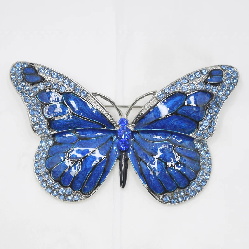 

12 шт./лот, оптовая продажа, модная брошь со стразами, эмалью, булавка-бабочка, броши, ювелирные изделия, подарок C101478