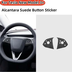 Alcantara Suede For Tesla Model Highland 3 2024 Decor Steering Wheel Button Patch Trim Sticker Car Interior Modified Accessorie