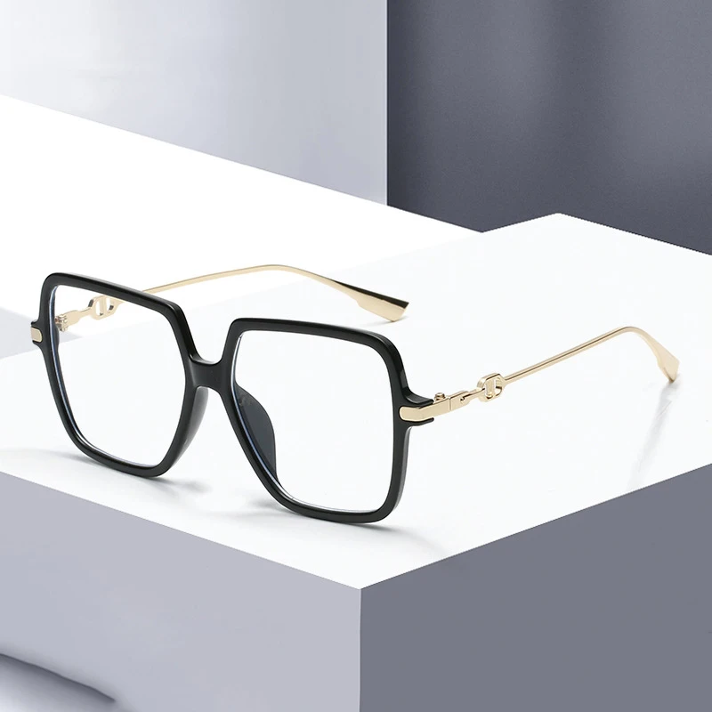 Vintage Metal Twin-Beams Glasses Women Optical Eyewear Frame Men Brand Eyeglasses Frames Gold Shield Clear Glasses