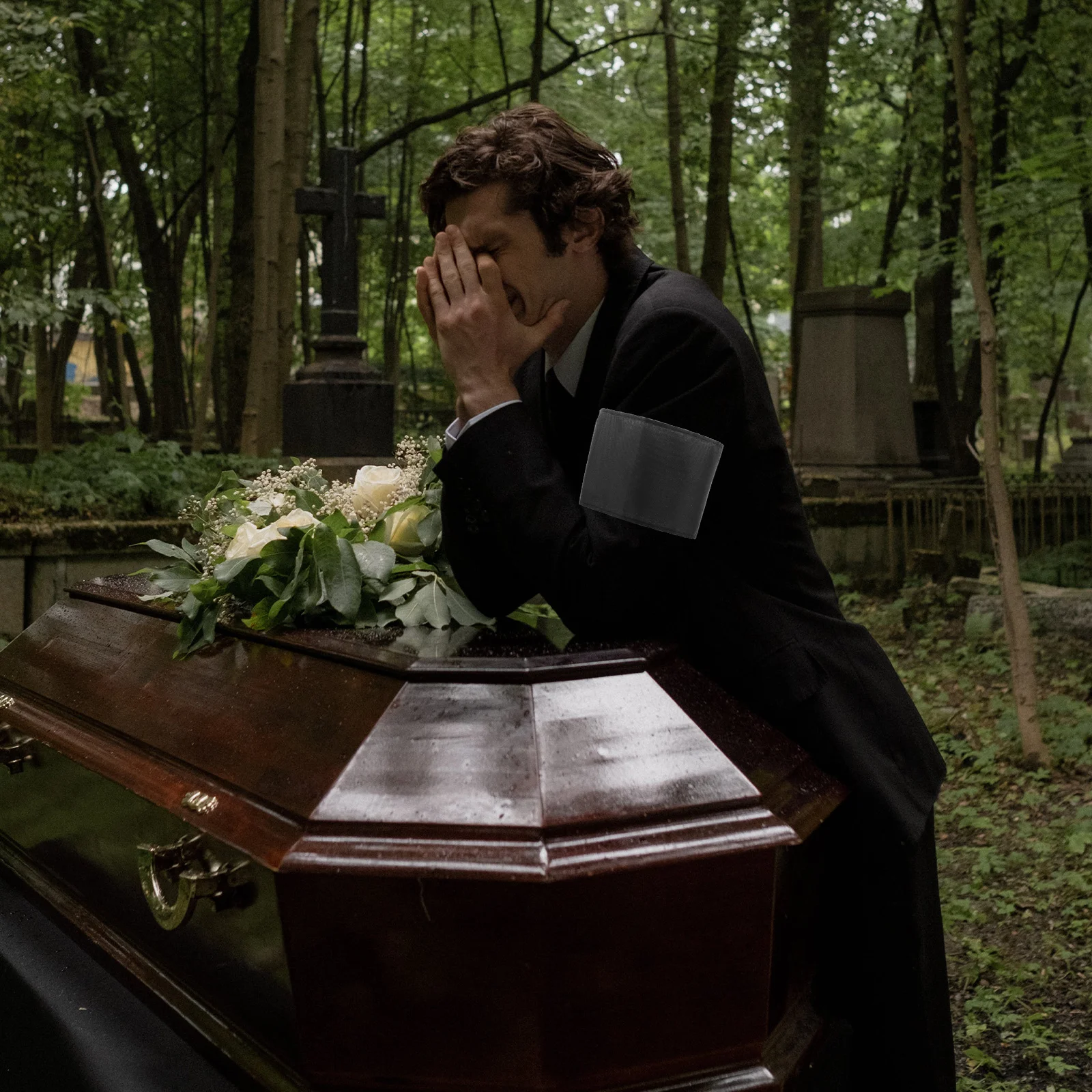 

30 Pcs Condolence Armband Funeral Bands for Men Black Memorial Armbands Mourning