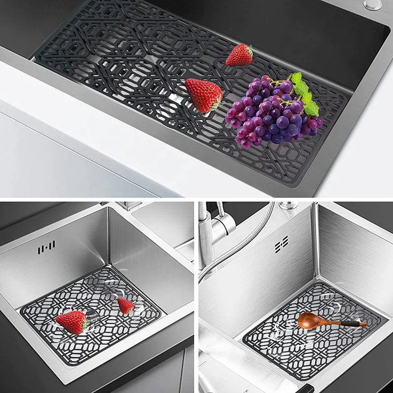 Hot Silicone Sink Mat Kitchen Sink Protector For Bottom Of Farmhouse Stainless Steel Porcelain Bowl Sink Heat Resistant