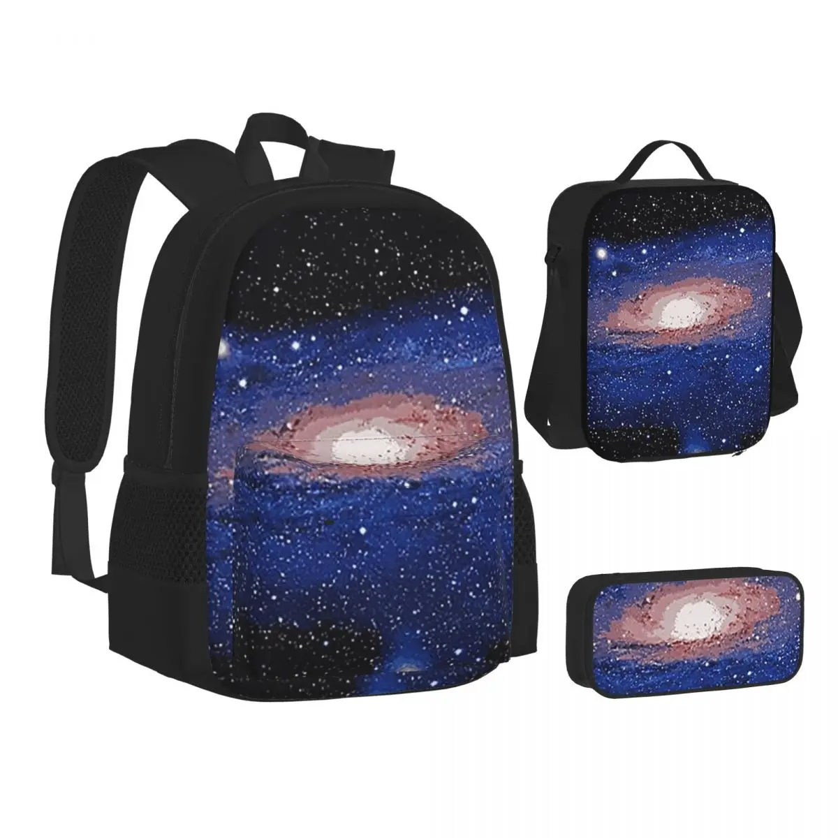 Cloak Galaxy Universe Planets Backpacks Students Bookbag School Bags Children Rucksack Lunch Bag Pen Bag Three-Piece Set