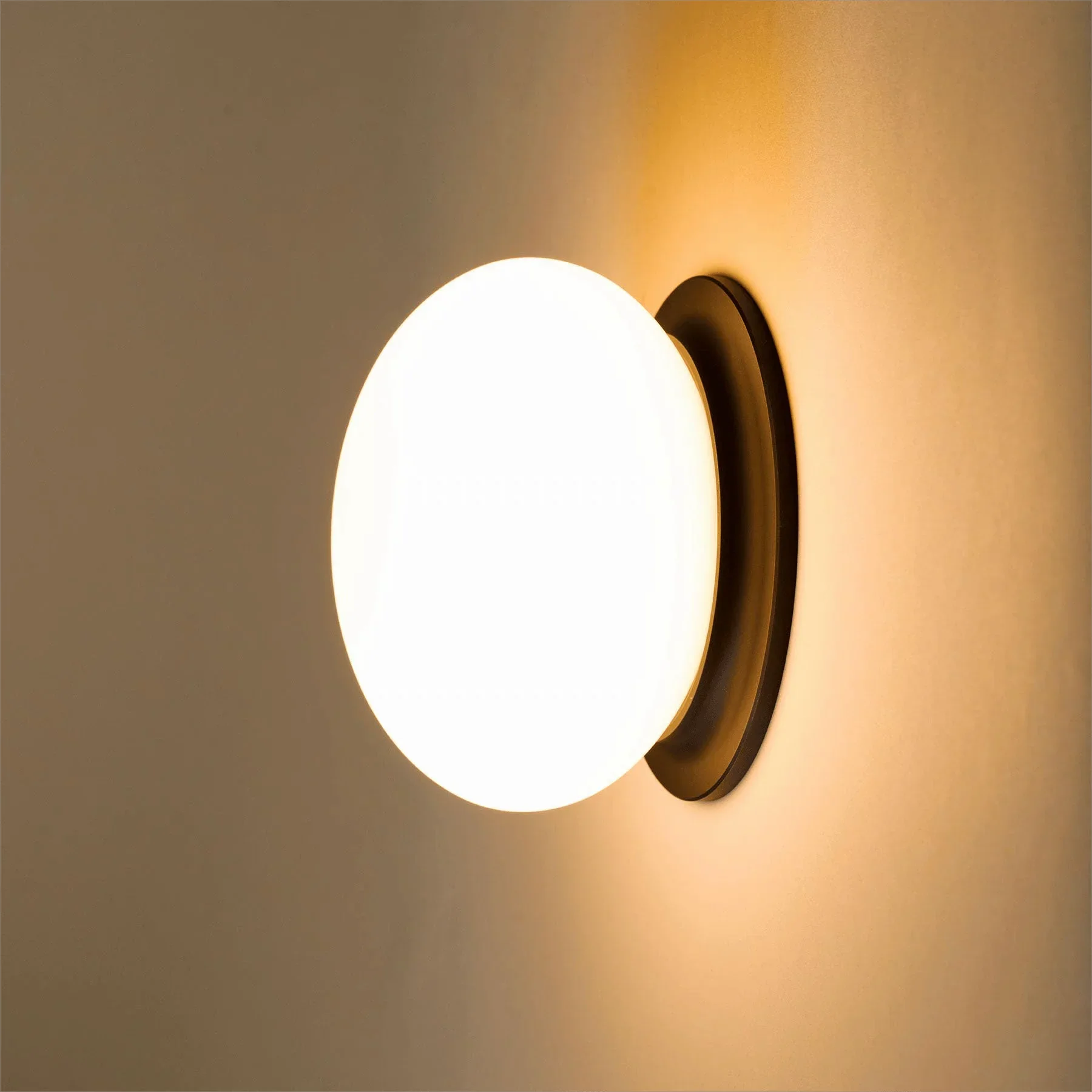 

Waterproof wall lamp Oblate ball copper glass bathroom living room hallway bedroom bedside lamp
