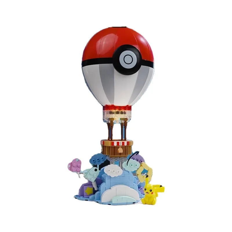 Genuine Keeppley New Pokemon Building Block Pikachu Hot Air Balloon Lamplight Model Toy Home Decoration Brick Girl Toy Kids Gift