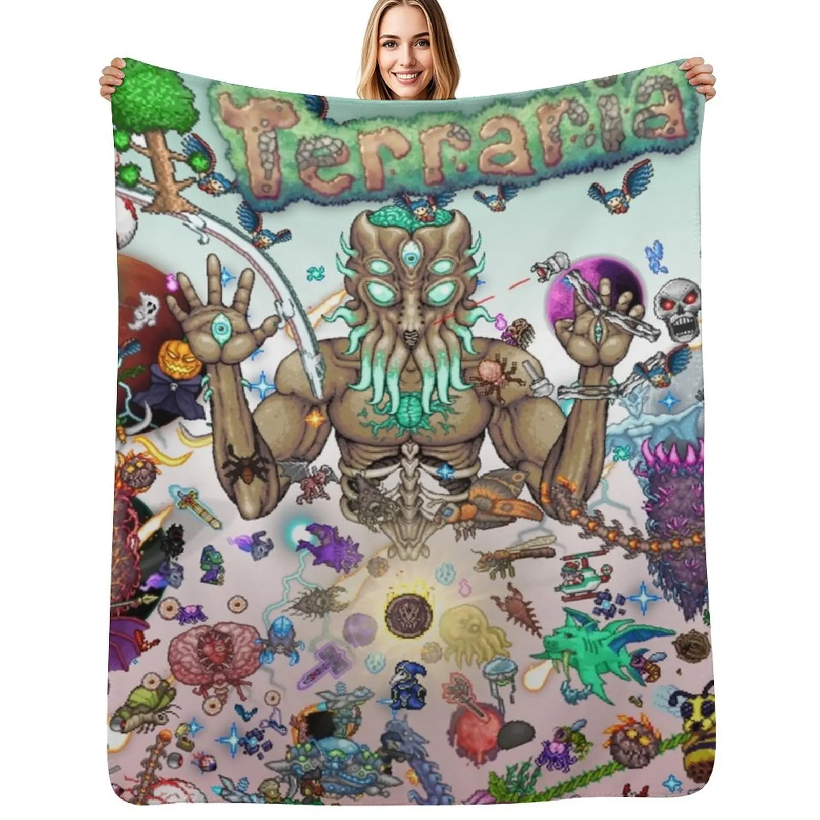 Terraria Game poster Throw Blanket Soft Warm Blanket Gift for Grandparents