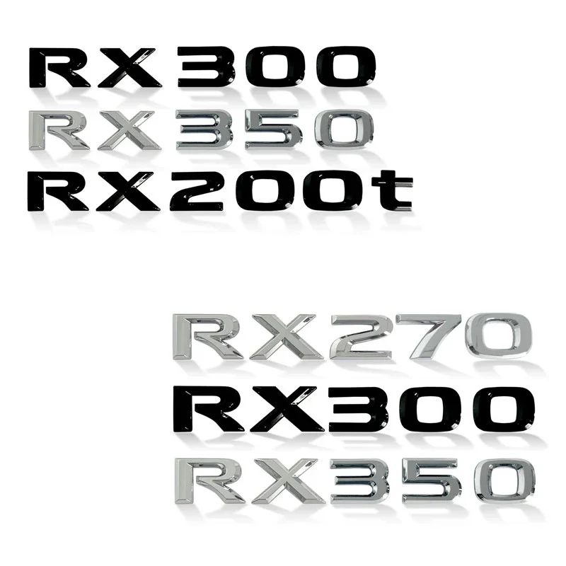 3D  Sticker RX270 RX300 RX350 RX200t Emblem Badge Chrome Black/Sliver Letter Decal For Lexus Rear Trunk Decor