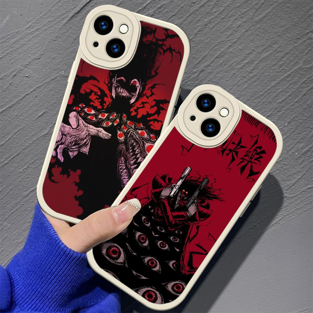 63B casing silikon lembut kipas Alucard Hellsing Anime untuk iPhone 15 Plus 14 13 12 11 X XS XR Pro Max Mini 8 7 Plus